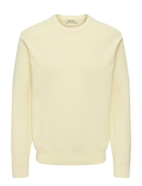 ONLY & SONS - Onstony Ds 12 Ls Waffle Crew Knit Noos - Apvalios apykaklės megztinis - Kreminė spalva
