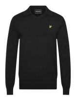 Lyle & Scott - Cotton Merino Football Collar Jumper - Polo marškinėliai ilgomis rankovėmis - Juoda