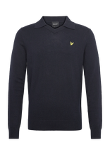 Lyle & Scott - Cotton Merino Football Collar Jumper - Polo marškinėliai ilgomis rankovėmis - Tamsiai mėlyna