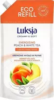 „Luksja Creamy & Soft“ kreminis skystas muilas „Persikai ir baltoji arbata“, 900 ml, papildymo pakuotė