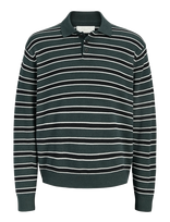 Jack & Jones - Jorargos Knit Stripe Polo Styd Aw25 - Polo marškinėliai ilgomis rankovėmis - Žalia