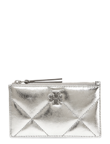 Tory Burch - Kira Diamond Quilt Metallic Zip Card Case - Kortelių dėklas - Sidabro