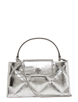 Tory Burch - Kira Diamond Quilt Metallic East-West Top Handle - Rankinė - Sidabro