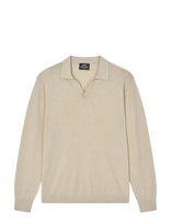 Mads Nørgaard - Cotton Lino Theo Polo Ls Knit - Marškinėliai ilgomis rankovėmis - Smėlio