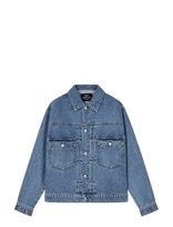 Mads Nørgaard - Arizona Denim Trucker Jacket - Džinsinis švarkas be pamušalo - Mėlyna