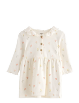 Lindex - Dress Frilled Collar In Rib - Suknelė kūdikiui ilgomis rankovėmis - Kreminė spalva