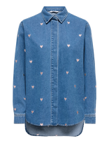 ONLY - Onlvera Ls Heart Dnm Shirt Gua - Džinsiniai marškiniai - Mėlyna