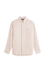 Tommy Hilfiger - Linen Bengal Stripe Rf Shirt - Lininiai marškiniai - Smėlio