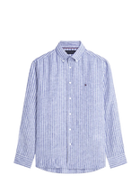 Tommy Hilfiger - Linen Bengal Stripe Rf Shirt - Lininiai marškiniai - Mėlyna