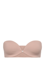 Calvin Klein - Front Clasp Pu Strapless - Liemenėlė be petnešėlių - Smėlio