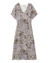 Calvin Klein - Printed Crepe V Neck Ss Midi Dre - Iki kelių ir midi suknelės - Marga / raštuota