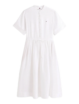 Tommy Hilfiger - Ess Linen Midi Ss Shirt Dress - Iki kelių ir midi suknelės - Balta