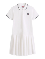 Tommy Jeans - Tjw Badge Pleat Pique Dress Ext - Sportinė suknelė - Balta