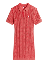 Tommy Jeans - Tjw Gmd Cable Sweater Polo Dress - Trumpa suknelė - Raudona