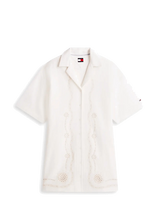 Tommy Jeans - Tjw Linnen Broderie Shirt Dress - Trumpa suknelė - Balta
