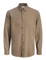 Jack & Jones - Jjesummer Linen Blend Shirt L/S Sn - Laisvalaikio marškiniai - Ruda