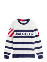 Tommy Hilfiger - Us Sailgp Marine Stripe Crewneck - Apvalios apykaklės megztinis - Balta