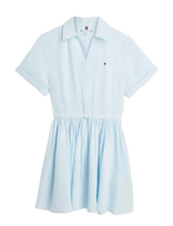 Tommy Hilfiger - Ess Linen Short Ss Dress - Trumpa suknelė - Mėlyna
