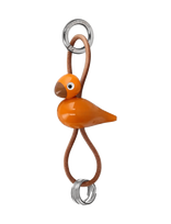 Kay Bojesen - Fugl Sølvtonet Metal Nøglering Med Naturlæder Orange - Raktų pakabukai ir rankinių pakabukai - Oranžinė
