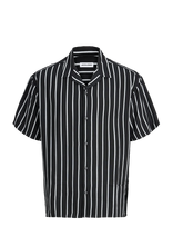 Jack & Jones - Jjejeff Resort Stripe Shirt S/S Sn - Marškiniai trumpomis rankovėmis - Juoda