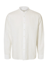 Selected - Slmregclay Linenblend Ls Shirt Band Noos - Lininiai marškiniai - Kreminė spalva