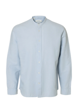 Selected - Slmregclay Linenblend Ls Shirt Band Noos - Lininiai marškiniai - Mėlyna