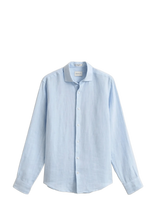 Gant - Reg Linen Stripe Shirt - Lininiai marškiniai - Mėlyna