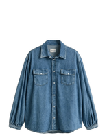 Gant - Denim Volume Sleeve Shirt - Džinsiniai marškiniai - Mėlyna