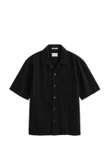 Gant - Rel Dobby Stripe Camp Collar Shirt - Marškiniai trumpomis rankovėmis - Juoda
