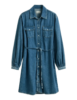 Gant - Denim Volume Sleeve Shirt Dress - Trumpa suknelė - Mėlyna