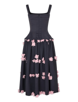 STINE GOYA - Double Sided Crepe, Corset Long Dress - Iki kelių ir midi suknelės - Tamsiai mėlyna