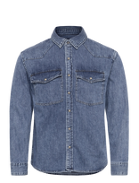 Abercrombie & Fitch - Long Sleeve Denim - Džinsiniai marškiniai - Mėlyna