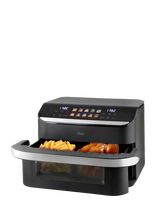 Hâws - Air Fryer 10L W. Divider 2400W Dual Heater Pfas Free Coating - Oro gruzdintuvė - Juoda