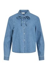 Vila - Viconga L/S Bow Denim Shirt - Džinsiniai marškiniai - Mėlyna