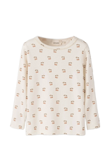 Lil'Atelier - Nmflayo Sig Ls Slim Top Lil - Ilgarankoviai marškinėliai - Kreminė spalva