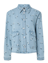 Pieces - Pcflora Ls Denim Emb Shirt Noos - Džinsiniai marškiniai - Mėlyna