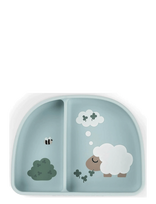 Done By Deer - Stick&Stay Compartment Bowl Tiny Farm Blue - Lėkštės - Mėlyna