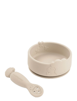 Done By Deer - Stick&Stay Learning Meal Set Sheepy Sand - Kūdikių vakarienės rinkiniai - Smėlio
