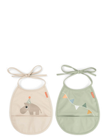 Done By Deer - Tiny Pocket Bib 2-Pack Celebration Sand - Kombinezonas ilgomis rankovėmis - Smėlio
