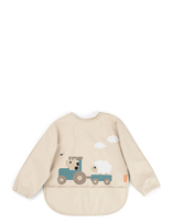 Done By Deer - Sleeved Pocket Bib Tiny Farm Sand - Kombinezonas ilgomis rankovėmis - Smėlio