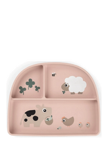 Done By Deer - Stick&Stay Compartment Plate Tiny Farm Powder - Lėkštės - Rožinė