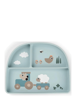 Done By Deer - Stick&Stay Compartment Plate Tiny Farm Blue - Lėkštės - Mėlyna