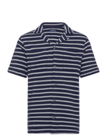 Polo Ralph Lauren - Striped Cotton-Blend Camp Shirt - Laisvalaikio marškiniai - Tamsiai mėlyna