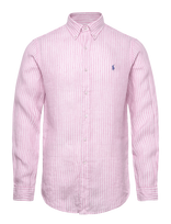 Polo Ralph Lauren - Custom Fit Striped Linen Shirt - Laisvalaikio marškiniai - Rožinė