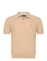 Polo Ralph Lauren - Textured Cotton-Linen Sweater - Megzti polo marškinėliai trumpomis rankovėmis - Smėlio
