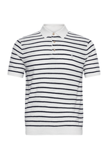 Polo Ralph Lauren - Striped Cotton-Linen Polo-Collar Sweater - Marškinėliai trumpomis rankovėmis - Balta