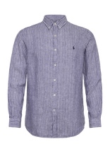 Polo Ralph Lauren - Slim Fit Striped Linen Shirt - Laisvalaikio marškiniai - Mėlyna