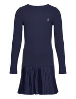 Ralph Lauren Kids - Pleated-Skirt Ribbed Dress - Suknelė ilgomis rankovėmis - Tamsiai mėlyna