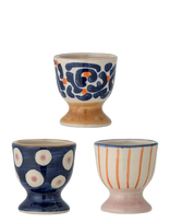 Bloomingville - Eviaya Egg Cup, Blue, Stoneware - Kiaušinių indelis - Marga / raštuota