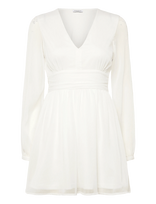 Bubbleroom - Tie Back L/S Chiffon Dress - Trumpa suknelė - Balta